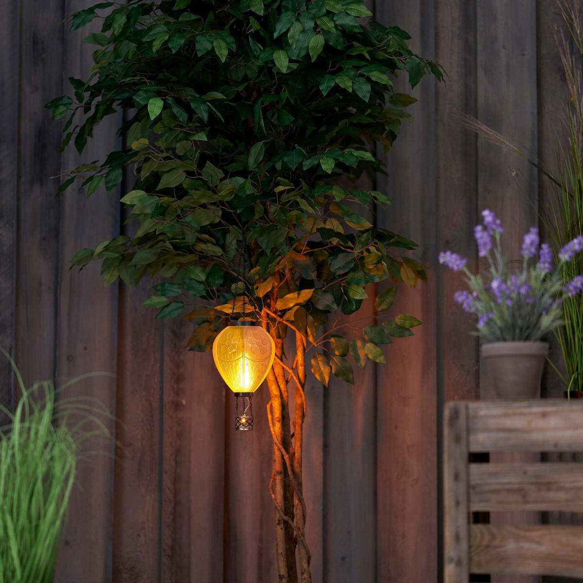 LED-SOLAR-LATERNE - Heißluftballon-Design aus robustem Kunststoff für stimmungsvolle Gartenbeleuchtung - Grün, Kunststoff (19/19/58cm) - Northpoint