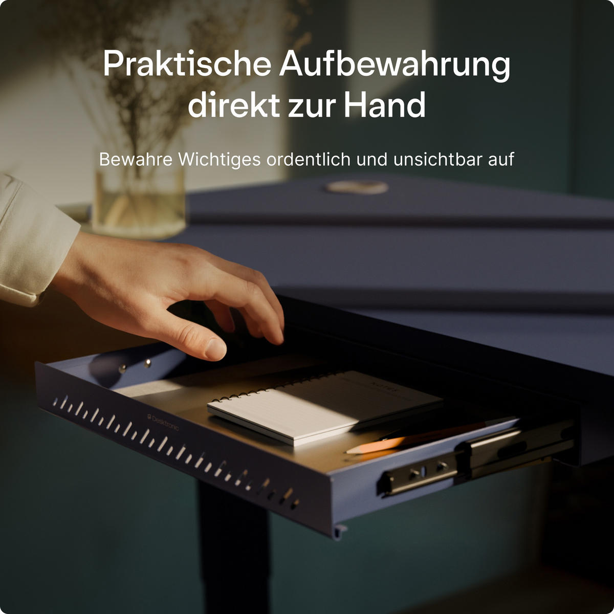 SCHUBLADEN-ORGANIZER unter dem Schreibtisch, 41x27x5cm Blau - Blau, Metall (41/27/5cm) - Desktronic