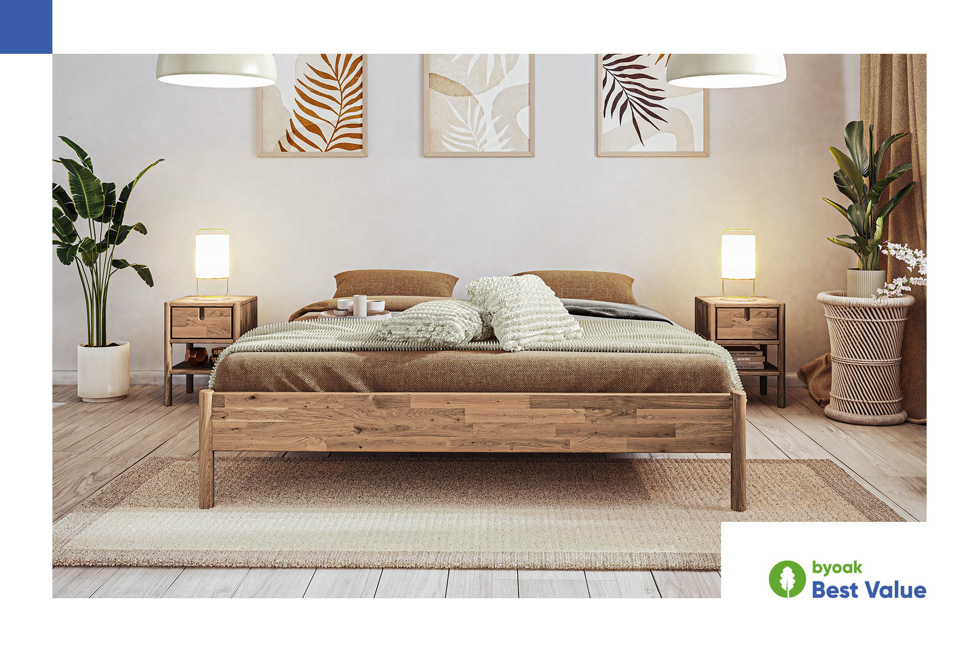 MASSIVHOLZBETT AGNES 180x200 OHNE HOLZKOPFTEIL Wildeiche - Wildeiche, Holz (180/200cm) - byoak