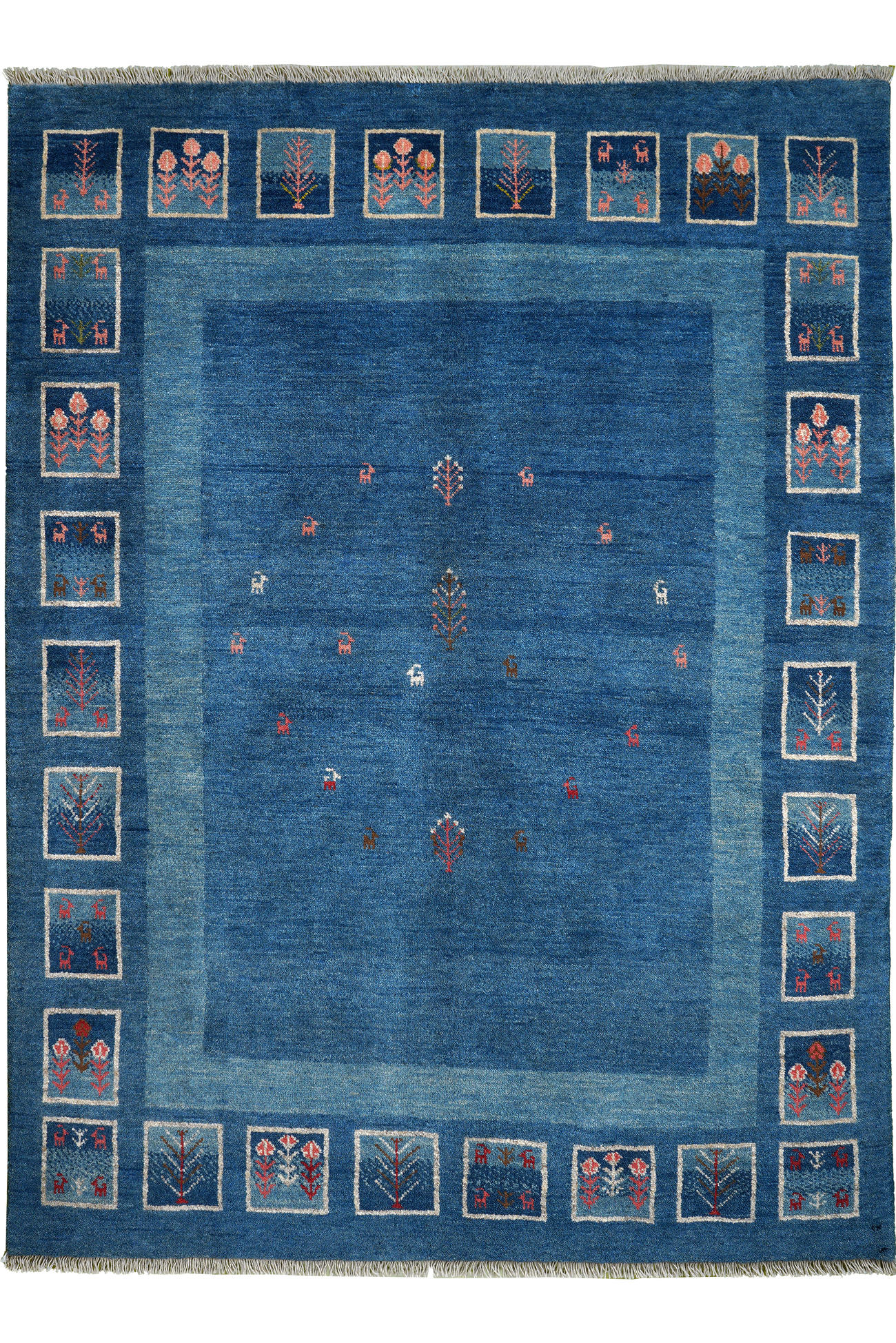 TEPPICH Rizbaf Blau 213/157 cm Schurwolle - Blau, Textil (157/213cm) - Looma