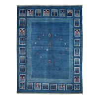 TEPPICH Rizbaf Blau 213/157 cm Schurwolle - Blau, Textil (157/213cm) - Looma