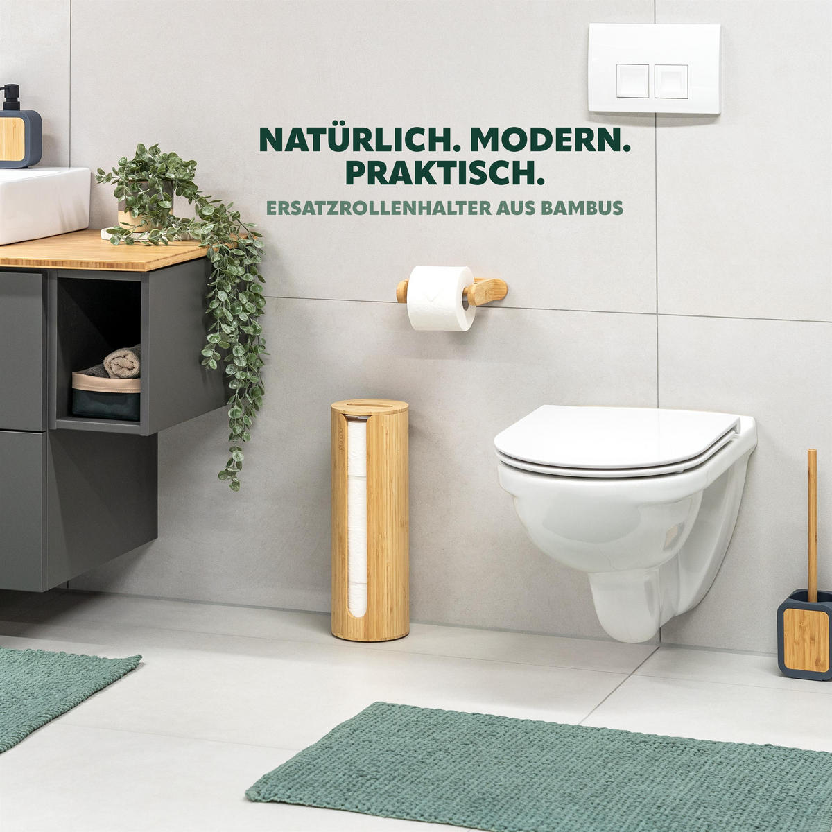 TOILETTENPAPIERAUFBEWAHRUNG, für 4 Rollen, Bambus - Braun, Holz (14.5/42/14.5cm) - eluno