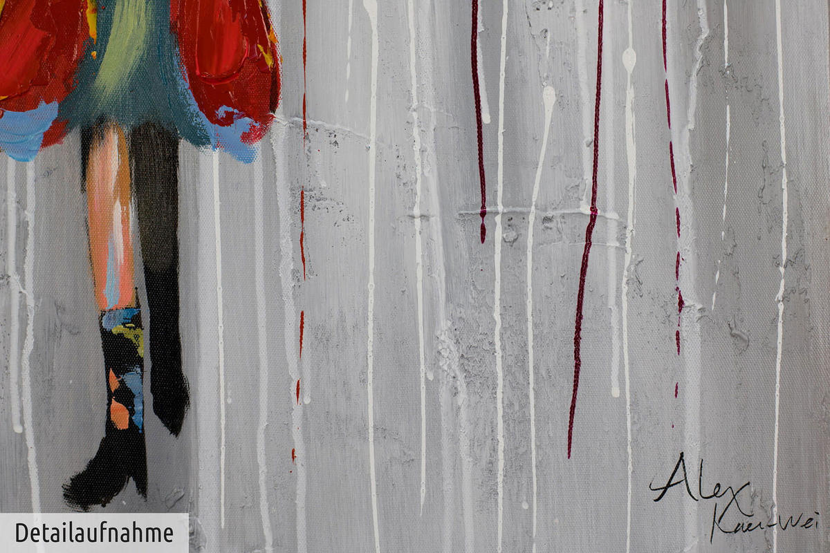 ACRYLBILD HANDGEMALT 60/60 cm - Rot/Grau, Holz/Textil (1.12/60cm) - KUNSTLOFT
