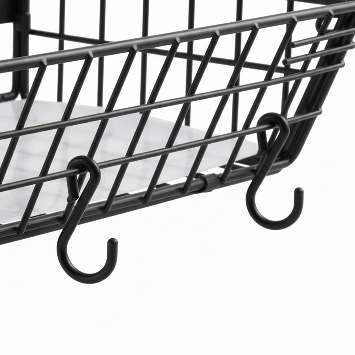 2XNÁSTENNÝ ovocný košík - čierna, kov/drevo (30cm) - Relaxdays