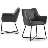 ARMLEHNSTUHL BREIGHT Anthrazit 2 Stück - Anthrazit, Textil/Metall (56/83/59cm) - B&D Home