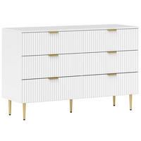 KOMOODE DE-12857 6 Schubladen, goldene Griffe und Füße Weiß - Weiß, Holzwerkstoff (120/76.5/40cm) - ComfortXL