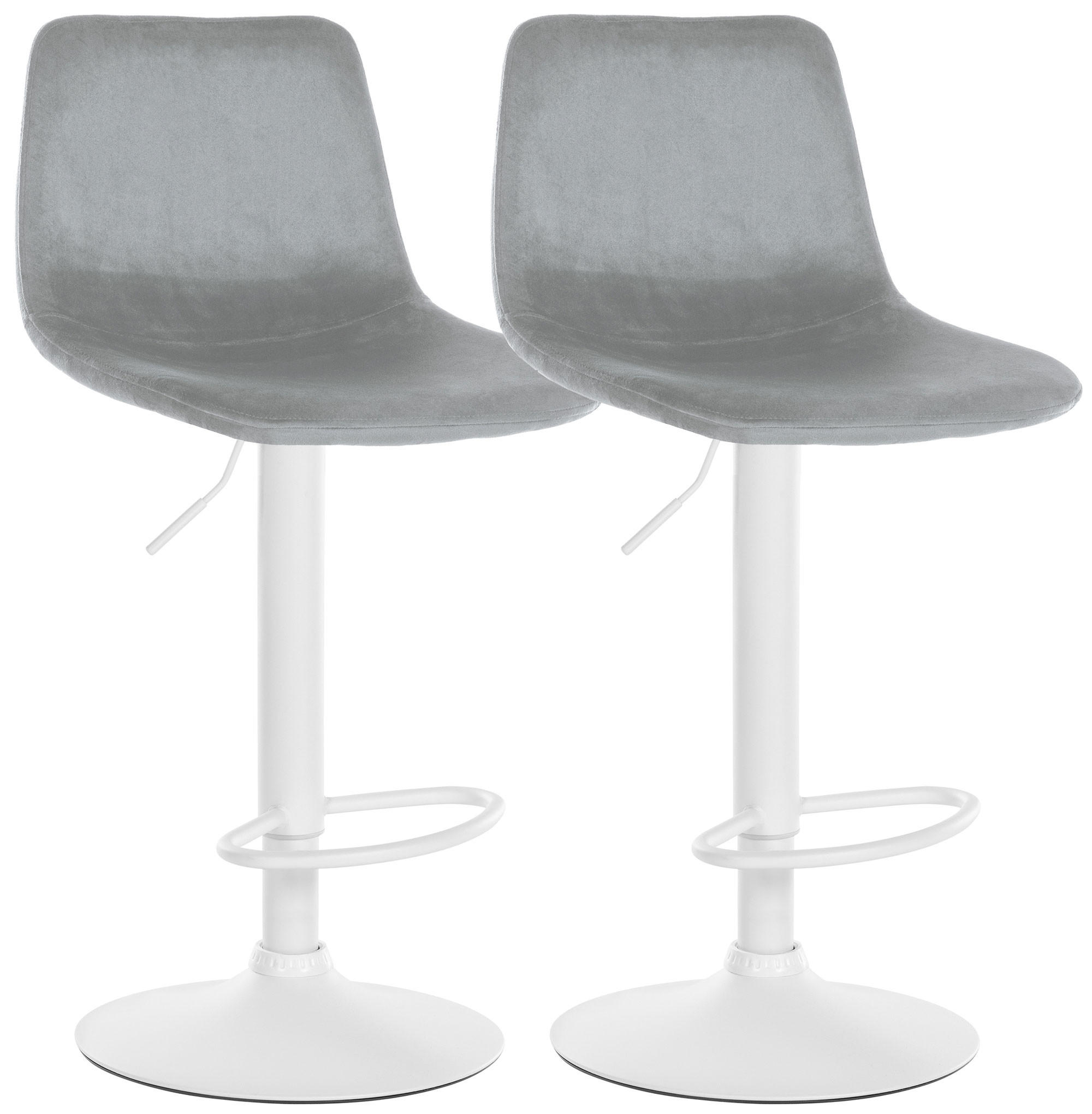 BARHOCKER 2er Set Samt grau - Weiß/Grau, Textil/Metall (44/88/43cm) - CLP