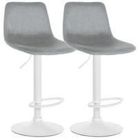 BARHOCKER 2er Set Samt grau - Weiß/Grau, Textil/Metall (44/88/43cm) - CLP