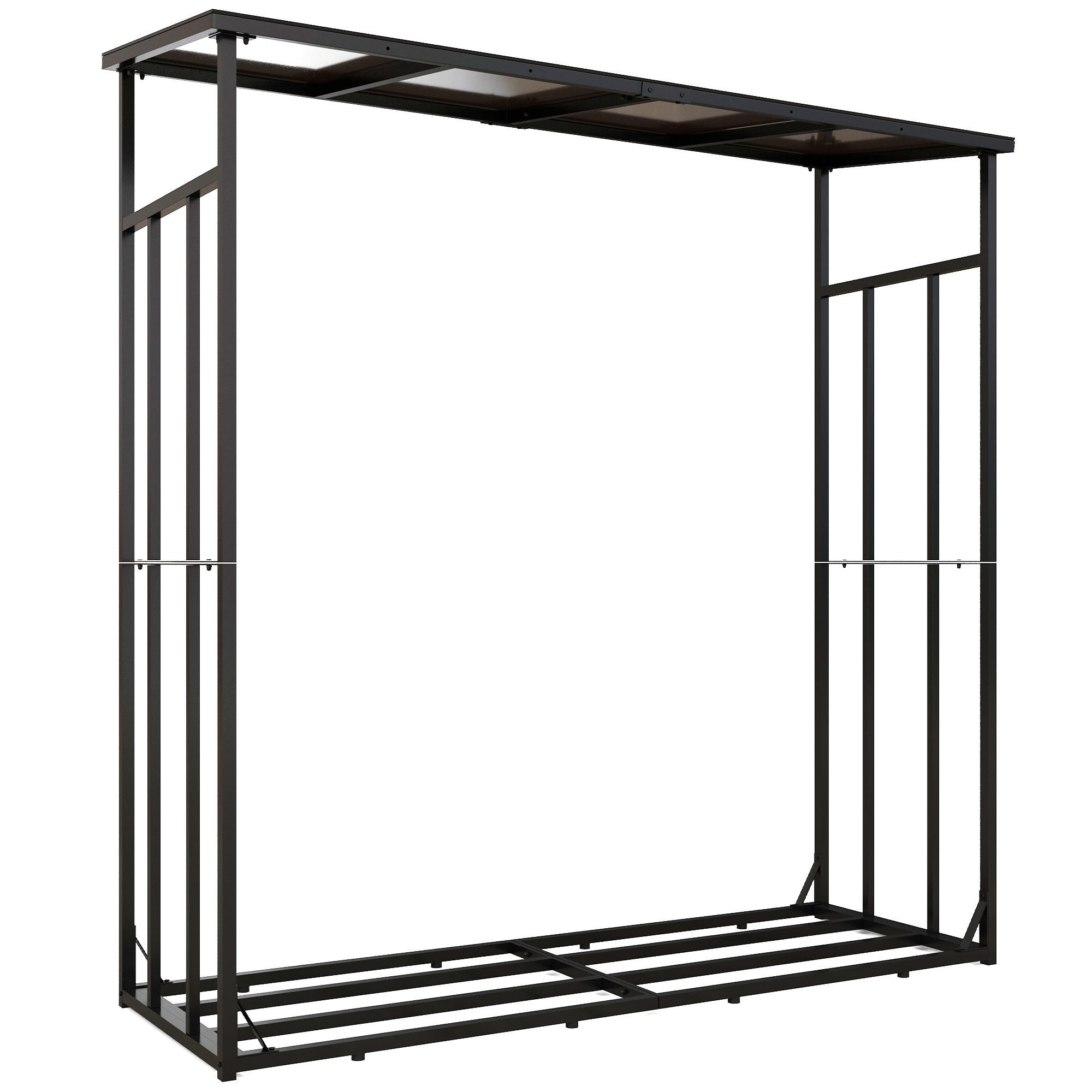 KAMINHOLZREGAL bis 2000 kg - Schwarz, Metall (62/184/185cm) - Outsunny