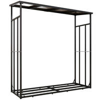 KAMINHOLZREGAL bis 2000 kg - Schwarz, Metall (62/184/185cm) - Outsunny
