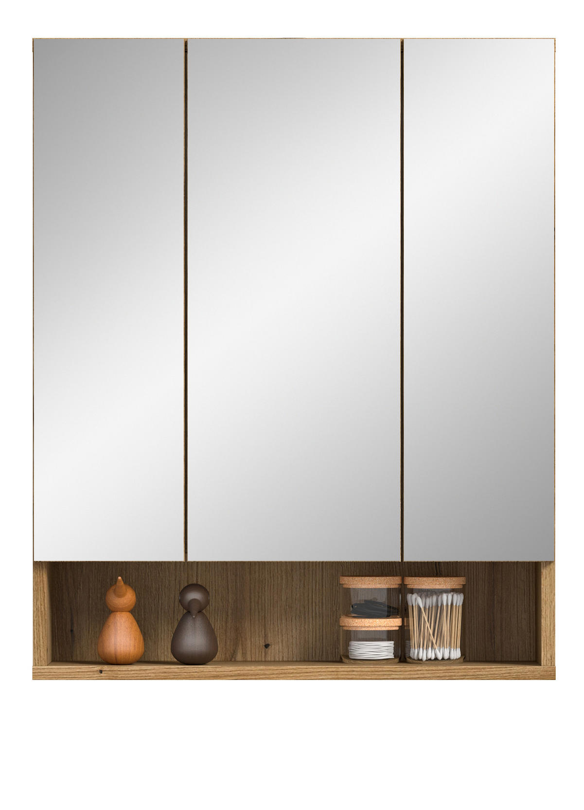 SPIEGELSCHRANK Eiche Evoke 60 x 74 cm, Badezimmer Schrank 3-türig - Eichefarben, Glas/Holzwerkstoff (60/74/18cm) - Inn.Furn