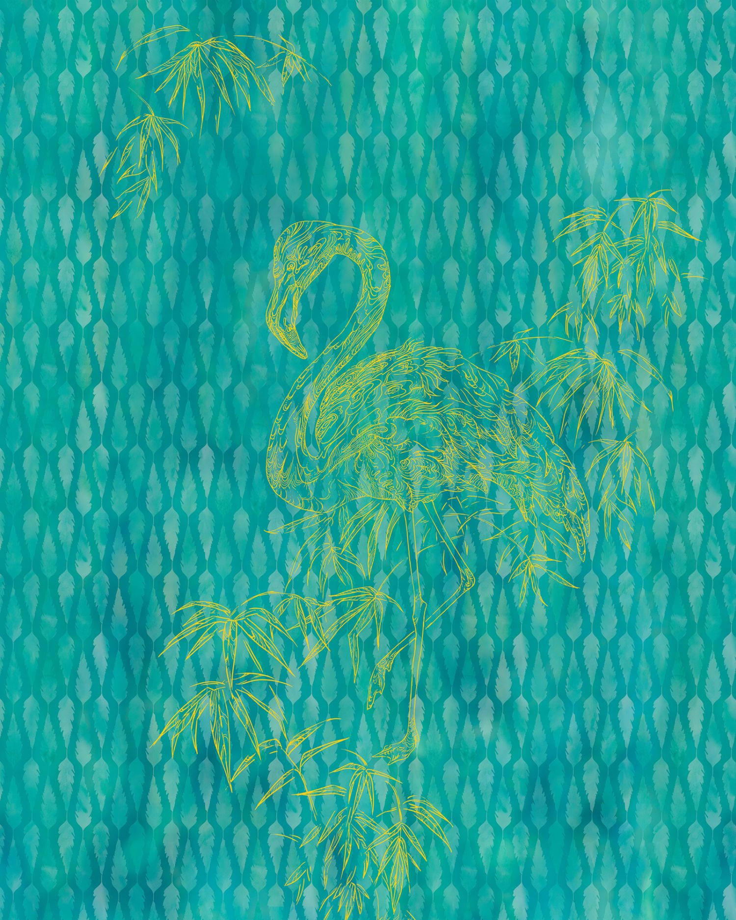 FOTOTAPETE Flamingo 200 x 250 cm - Grün, Papier (200/250cm) - Sanders & Sanders