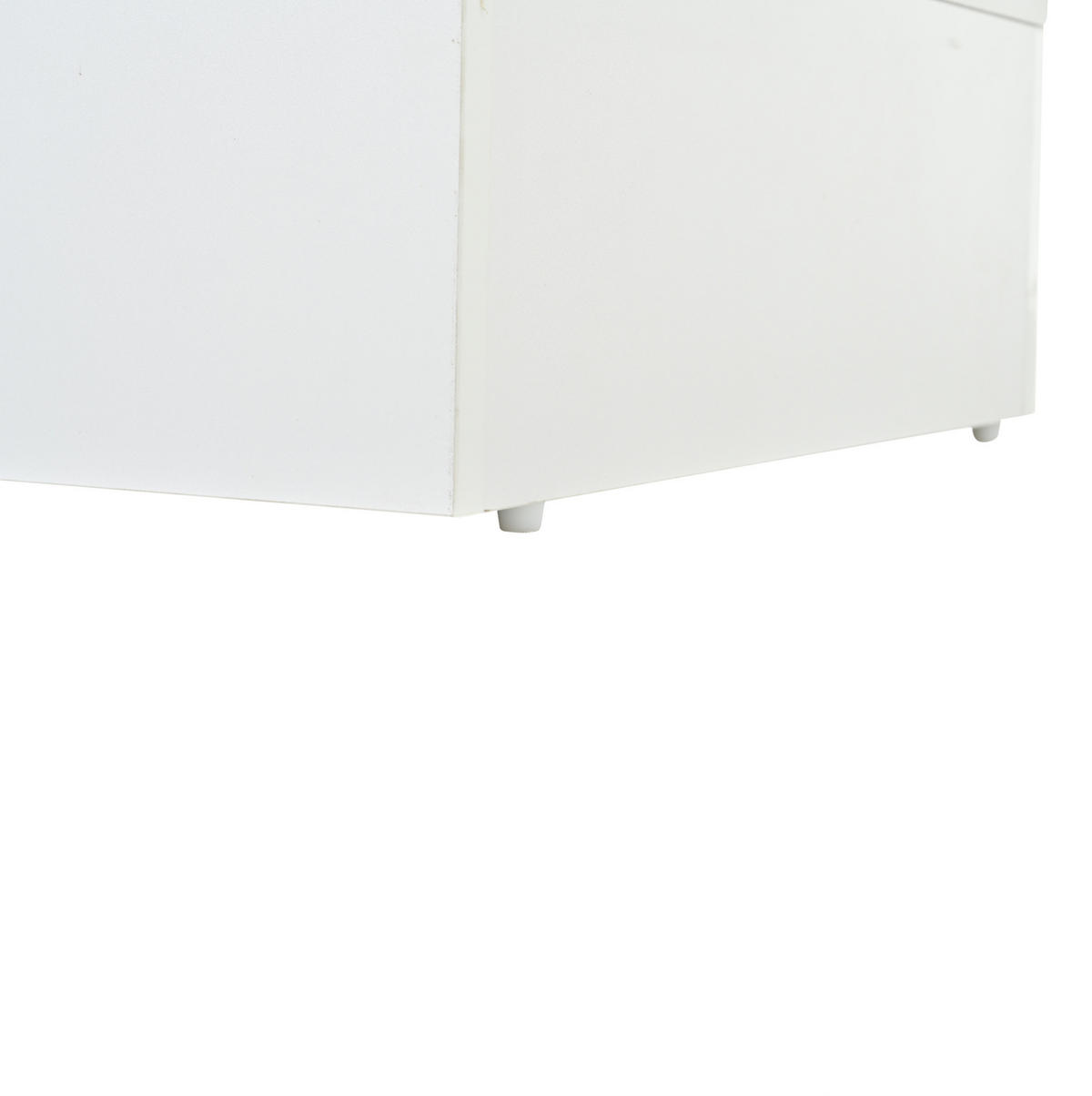 COUCHTISCH aus Spanplatte 100x50x39 cm Weiß mit LED-Beleuchtung, offener Ablage, Schublade und Hochglanzfront - Weiß, Holzwerkstoff (100/50/39cm) - Modfu