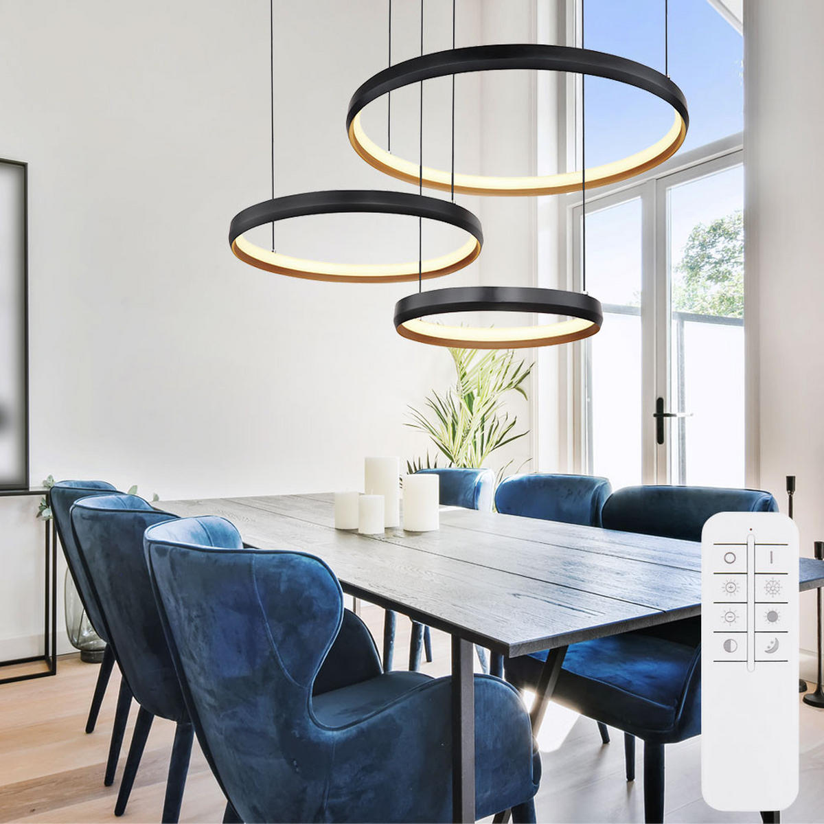 LED HÄNGELEUCHTE Halli Metall Schwarz Gold - Schwarz, Metall (76.7/50.3/150cm) - Globo Lighting