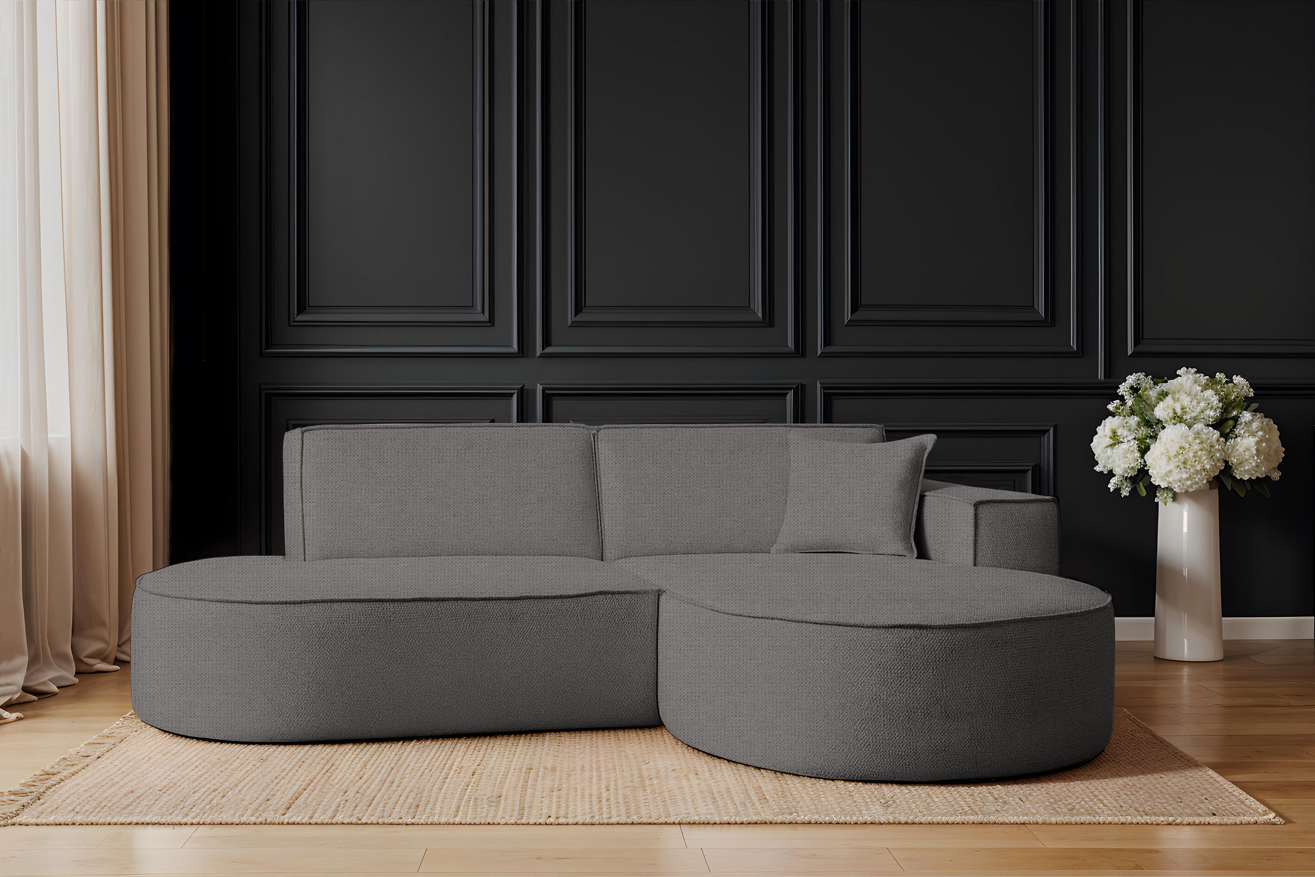 ECKSOFA Modena Studio Stoff Artico, Anthrazit Rechts - Anthrazit, Holz/Textil (236/165cm) - Kaiser Möbel