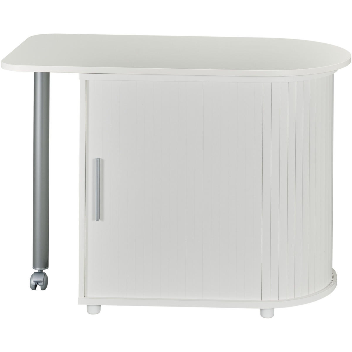 COMPUTERTISCH mit Rolladentür 55/131/75cm - Weiß, Holzwerkstoff (55/131/75cm) - Simmob