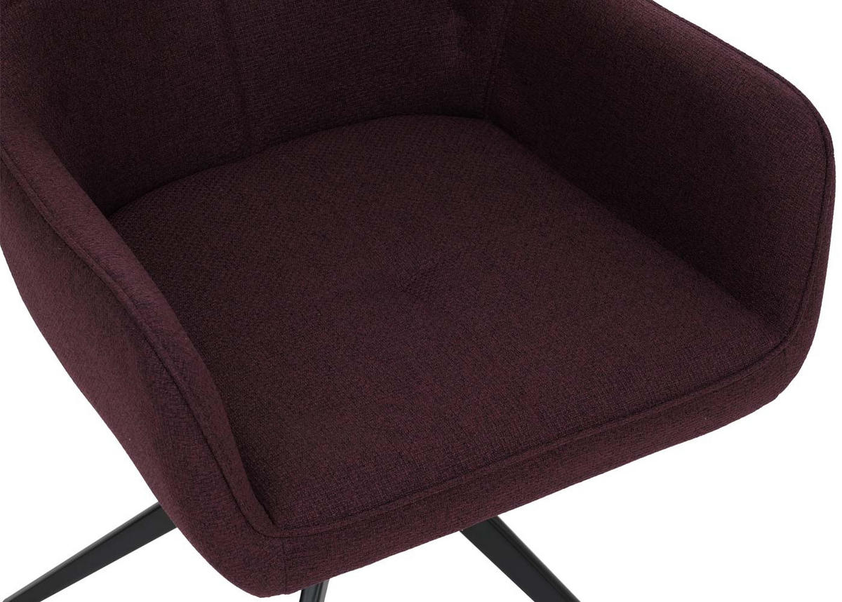 2ER-SET Esszimmerstuhl | HxBxT 80x53x59cm | Sitzhöhe 41cm | Stoff/Textil (270g/m²) | Bordeaux | Küchenstuhl Armlehne - Bordeaux, Textil (53/80/59cm) - CHEFGASTRO