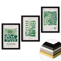 WANDBILDER 3er-Set - 20x30 cm Schwarzer Rahmen - Formen grüner Blätter - Schwarz, Kunststoff (20/30cm) - ArtPrintCave