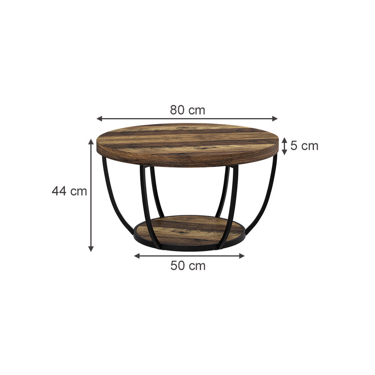 COUCHTISCH Arvina Eiche rustikal 80 x 80 cm - Wildeiche, Holzwerkstoff (80/80/44cm) - Vicco