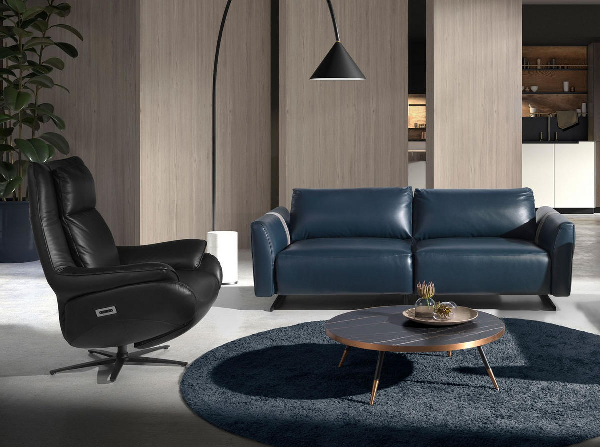 FERNSEHSESSEL Drehsessel aus schwarzem Leder 91/86/118 cm - Schwarz, Leder (91/118/86cm) - ANGEL CERDA