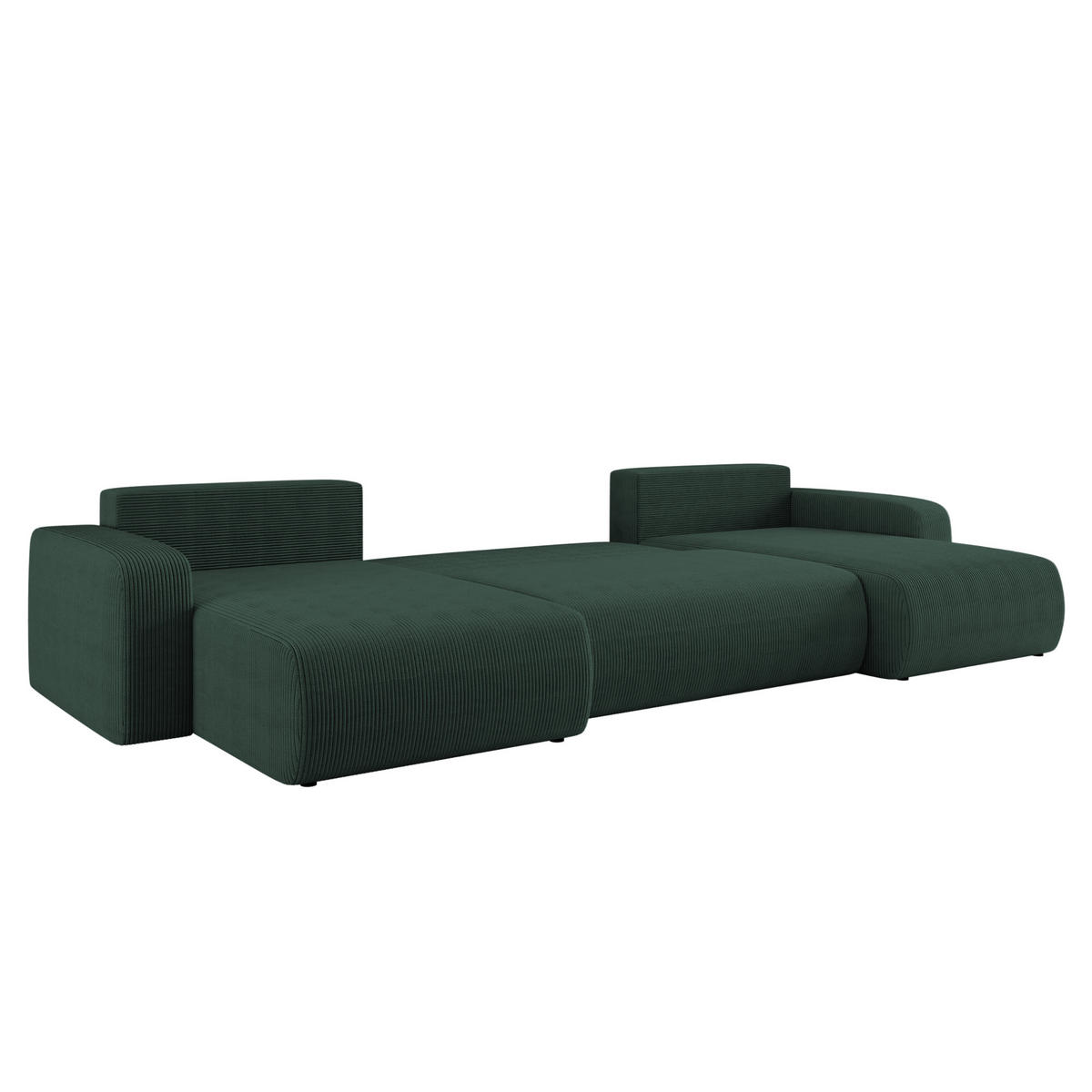 ECKSOFA U-Form Mit Schlaffunktion Und Bettkasten MILANO Dicker Cord Grün - Grün, Holz/Textil (312/145cm) - Kaiser Möbel