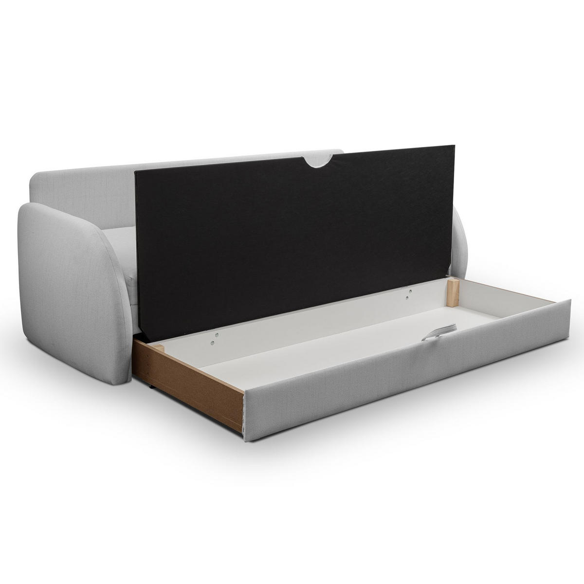 SCHLAFSOFA Diego hellgrau - Hellgrau/Schwarz, Kunststoff/Textil (221/90/91cm) - Selsey