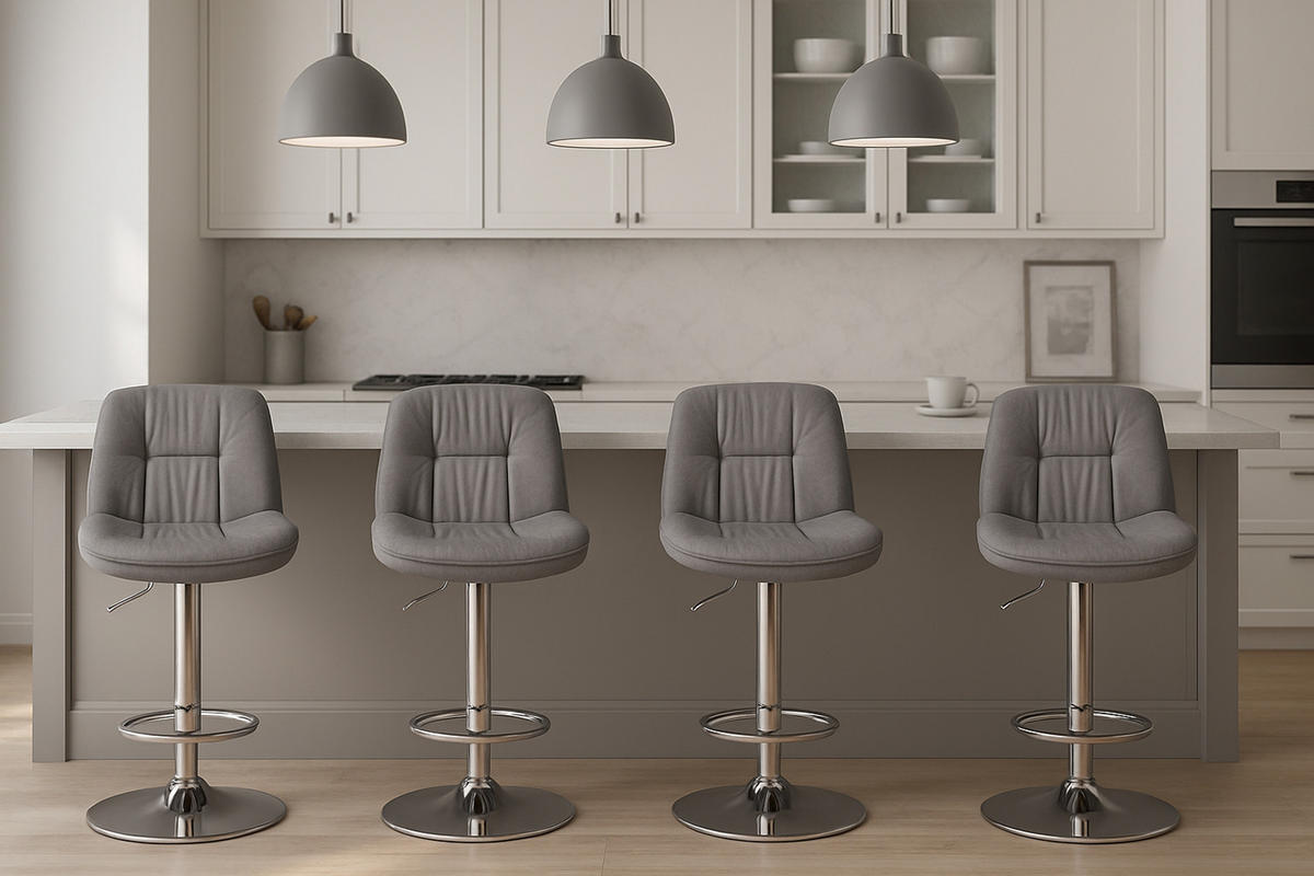 BARHOCKER Laura Stoff chrom grau - Chromfarben/Grau, Textil/Metall (46/113/54cm) - TPFLiving