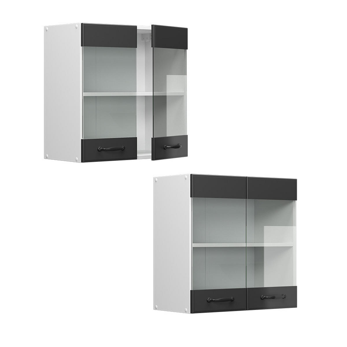 KÜCHENGLASSCHRANK R-Line Anthrazit Landhaus 60 cm - Anthrazit/Weiß, Holzwerkstoff (60/60/31cm) - Vicco