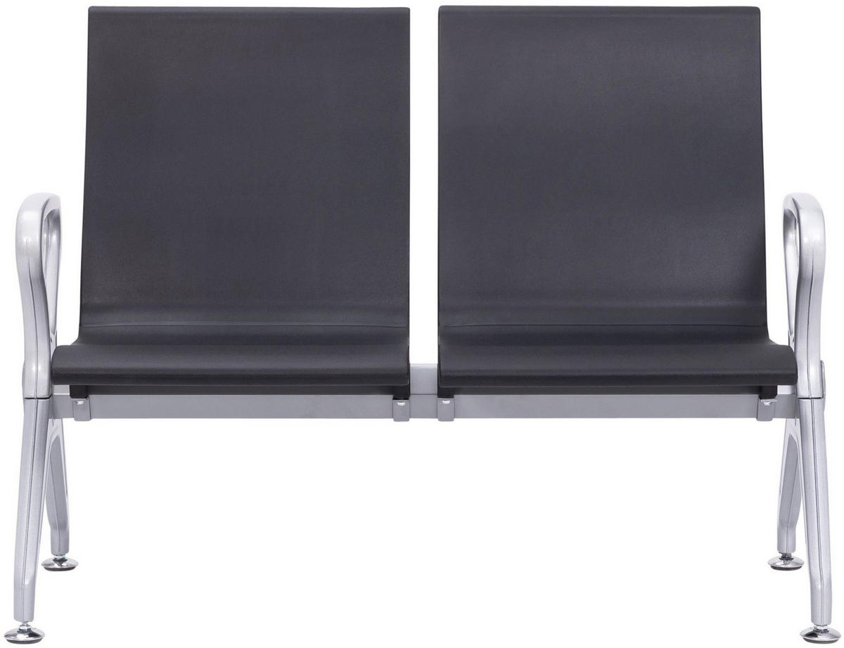 WARTEBANK Erik 2-Sitzer 118x59x89cm Kunststoff Schwarz Sitzbank - Schwarz, Kunststoff (118/89/59cm) - DELUKE