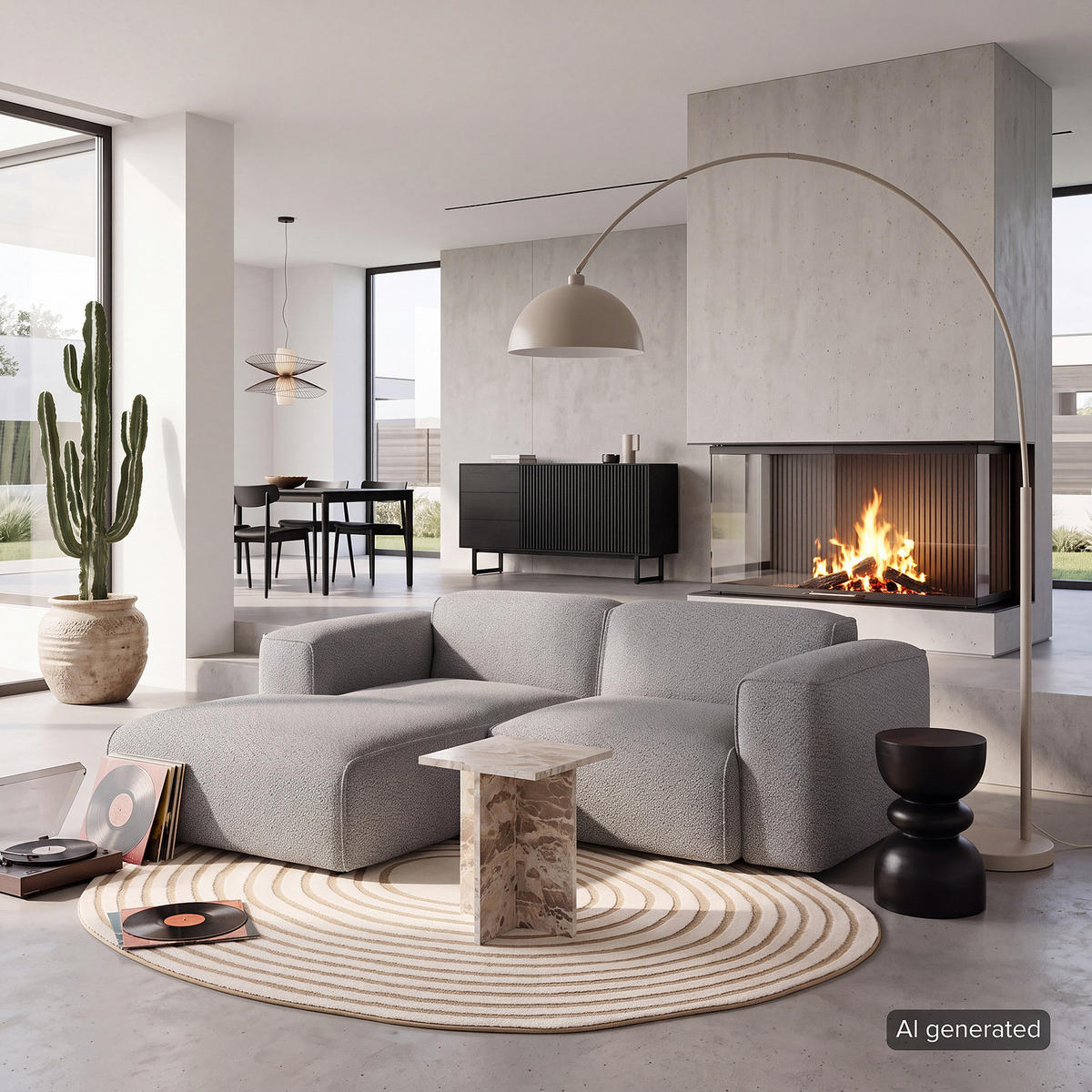 ECKSOFA mit XL-Longchair - Schwarz/Grau, Kunststoff/Textil (260/171cm) - home24
