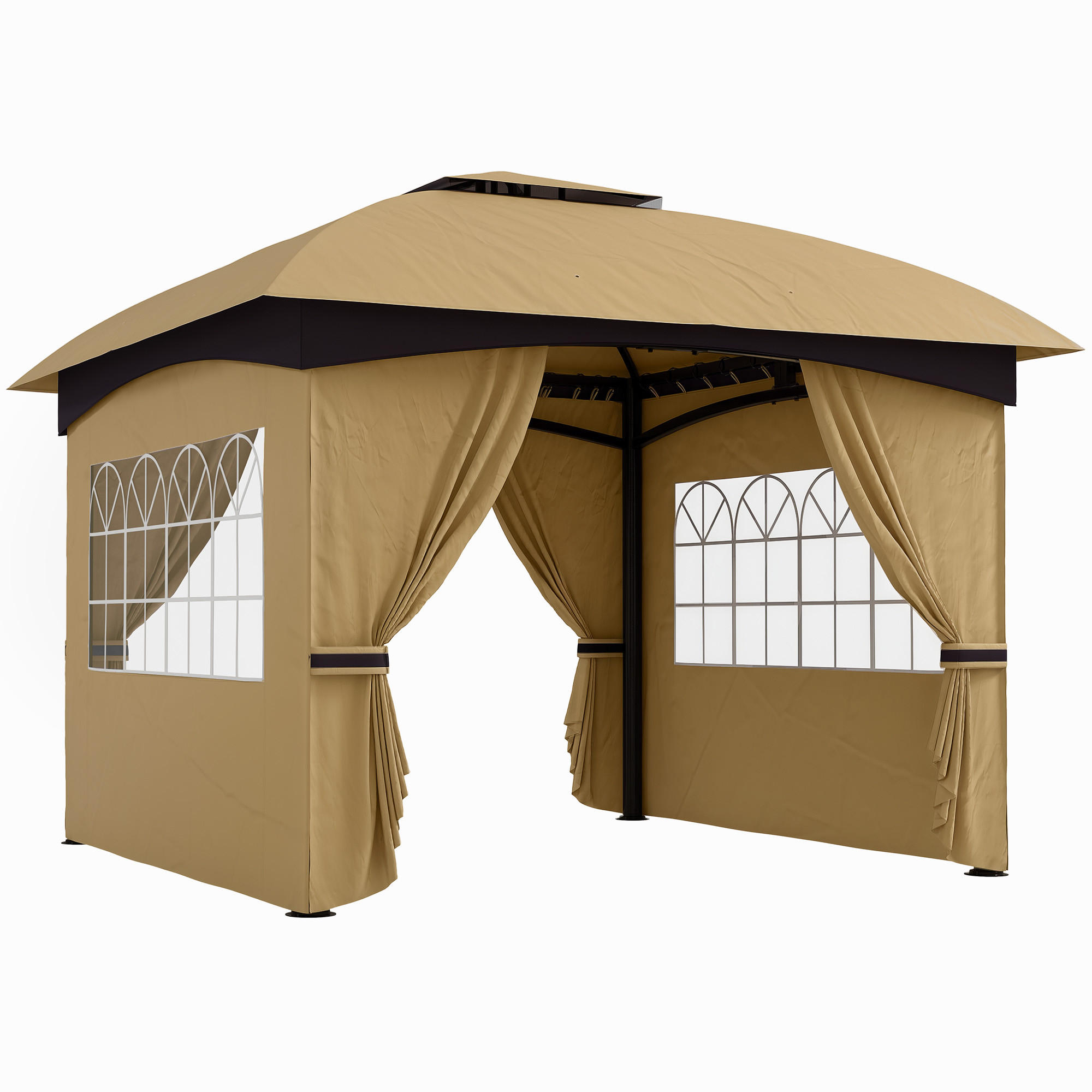 PAVILLON 3,4 x 3,4 m - Beige, Metall (335/285/335cm) - Outsunny