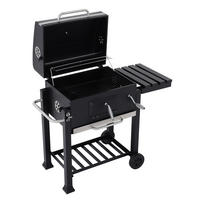 HOLZKOHLEGRILL mit 2 Edelstahl-Grillroste und Rollen aus Eisen in Schwarz pulverbeschichtet rostbeständig 78 x 54 x 32 cm - Schwarz, Metall (45/100/113cm) - Livingandhome