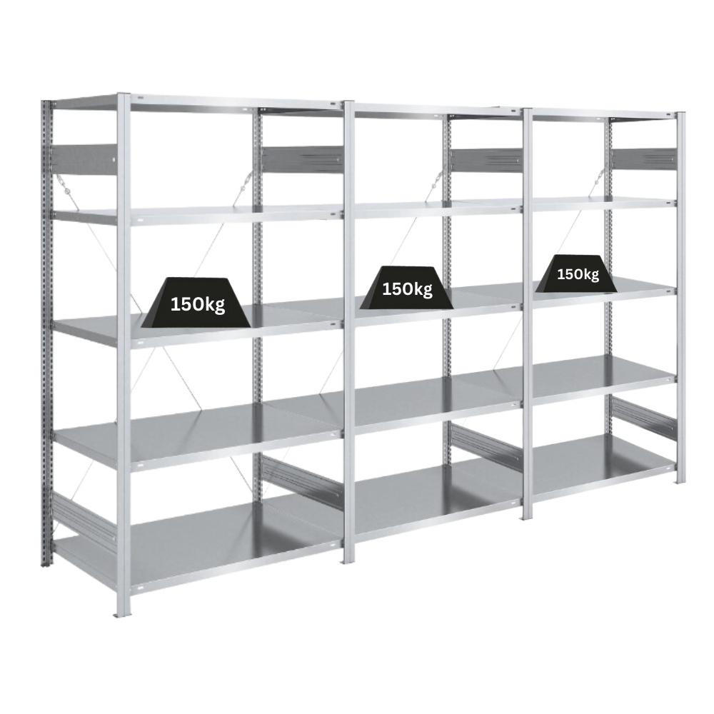 SCHWERLASTREGAL Silver Mamba 200x300x60cm 5 Ebenen je 150kg Fachlast Verzinkt - Silberfarben, Metall (300/200/60cm) - PROREGAL