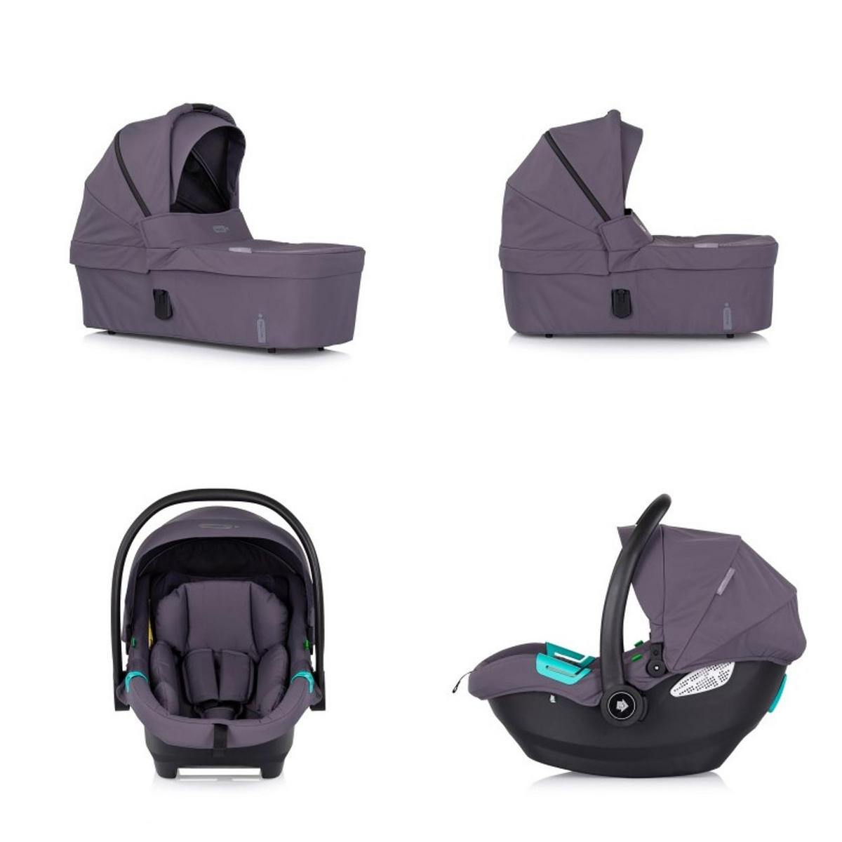 KOMBIKINDERWAGEN Encanto 3 in 1 grau Babyschale i-Size Babywanne Sportsitz - Grau, Metall (80/57/105cm) - Chipolino