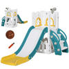 KINDERRUTSCHE 5 in 1 Kleinkinderrutsche mit Basketballkorb Teleskop Gelb - Gelb, Kunststoff (177/92/70cm) - AIYAPLAY