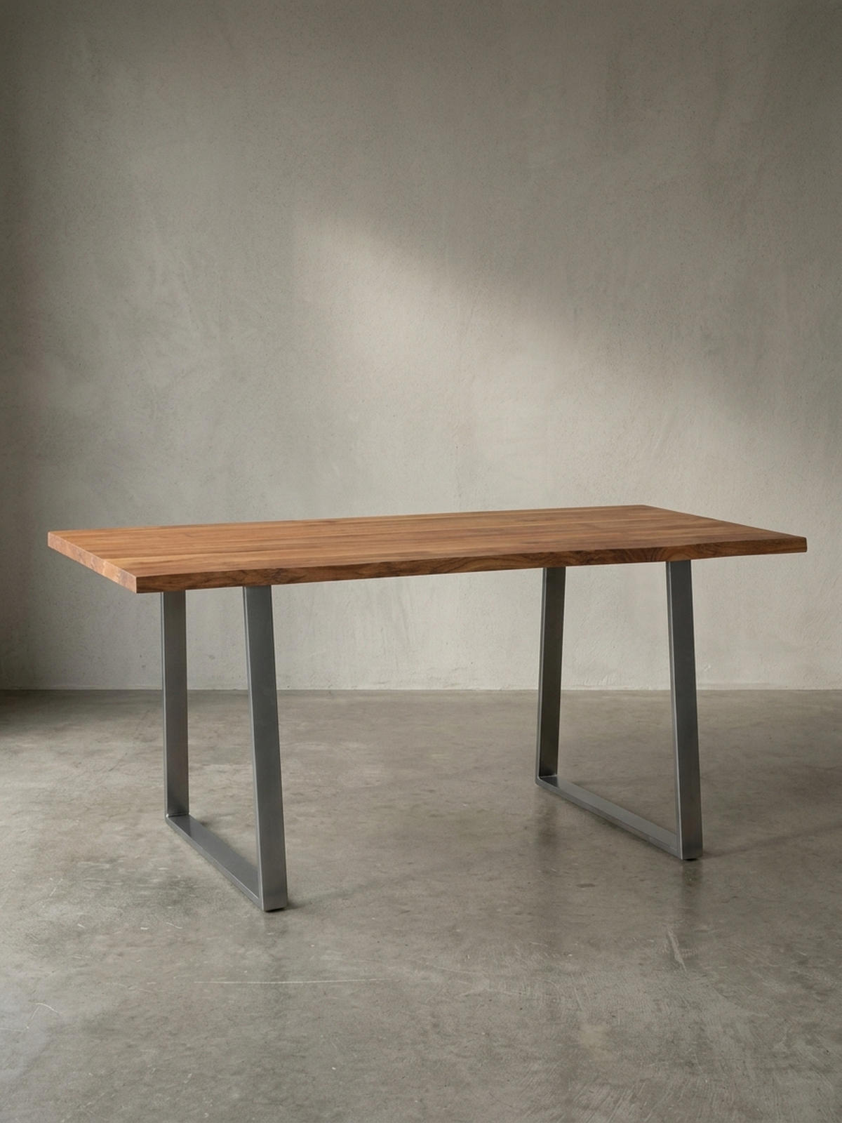 ESSTISCH Massivholz Baumkante Metallgestell Handgefertigt TARN, Goldbraun-Chrom 180x90x76 cm - Chromfarben/Braun, Holz/Metall (90/180/76cm) - KADIMA DESIGN