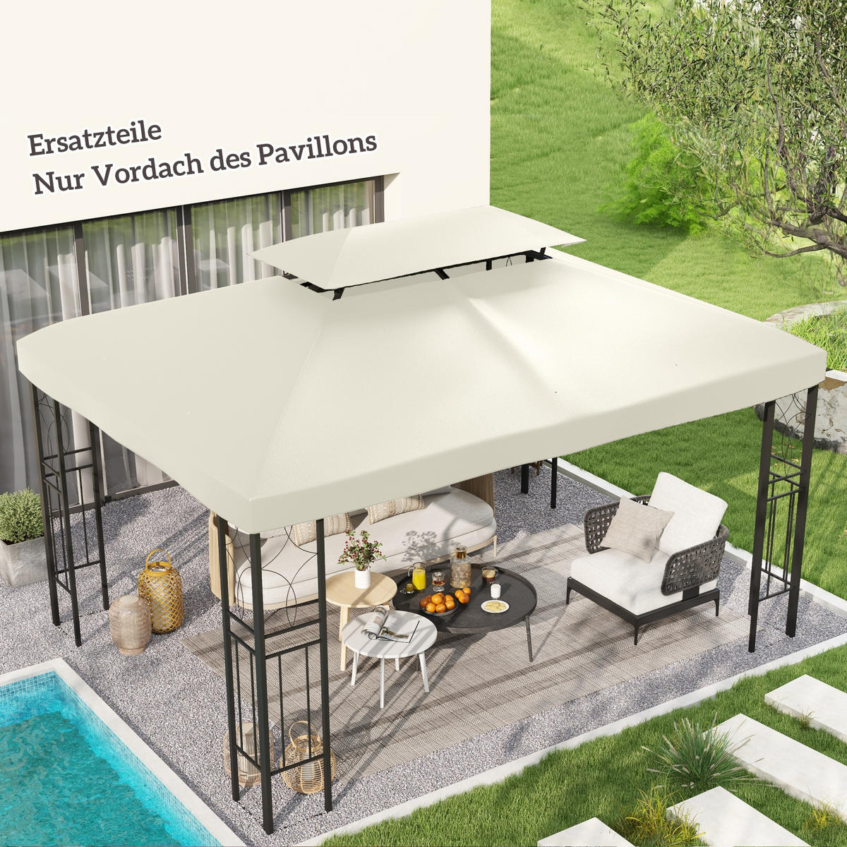 ERSATZDACH für Pavillon DE-05915 3/4 m Cremeweiß - Creme, Textil (400/20/300cm) - ComfortXL