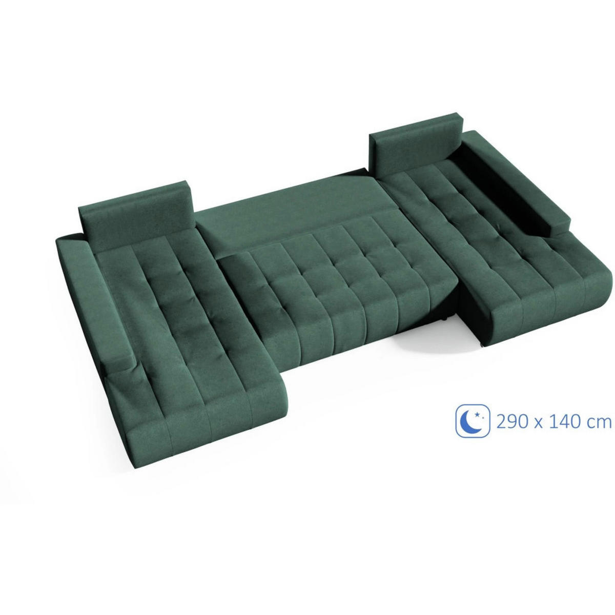 WOHNLANDSCHAFT Draco U Grün - Silberfarben/Grün, Textil/Metall (350/85/185cm) - Beautysofa