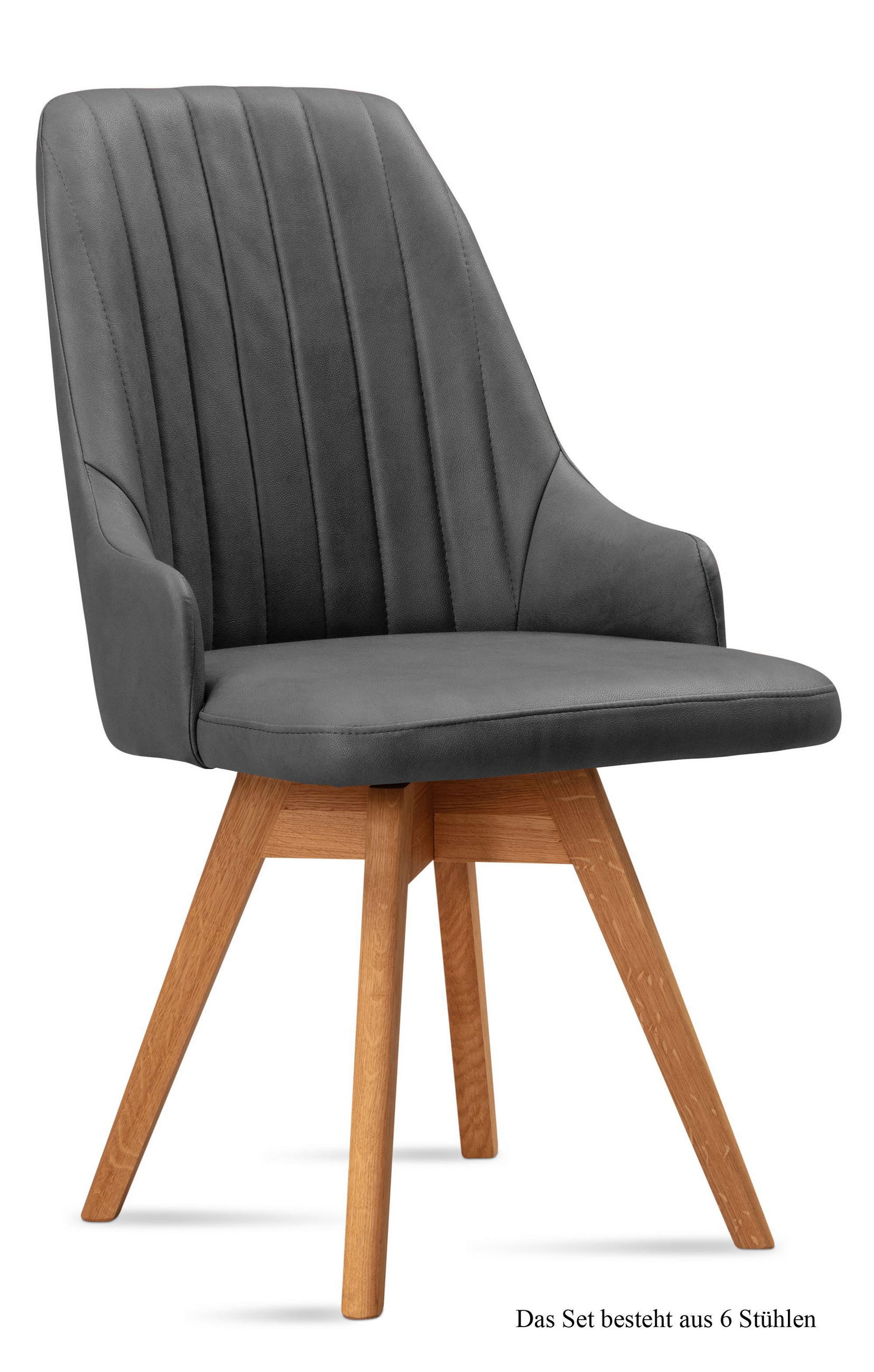 ESSZIMMERSTUHL drehbar (6er-Set) Dotti 52x91x60 Eiche geölt/Grau - Eichefarben/Grau, Kunststoff (60/91/52cm) - 58aufmkessel
