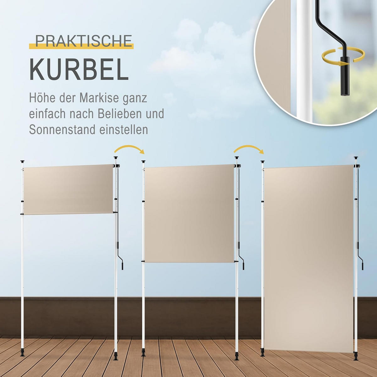 SENKRECHTMARKISE SolVision KM5 Klemmmarkise 2,0x3,1m Beige - Beige, Textil (2000/1/3100cm) - Sol Royal