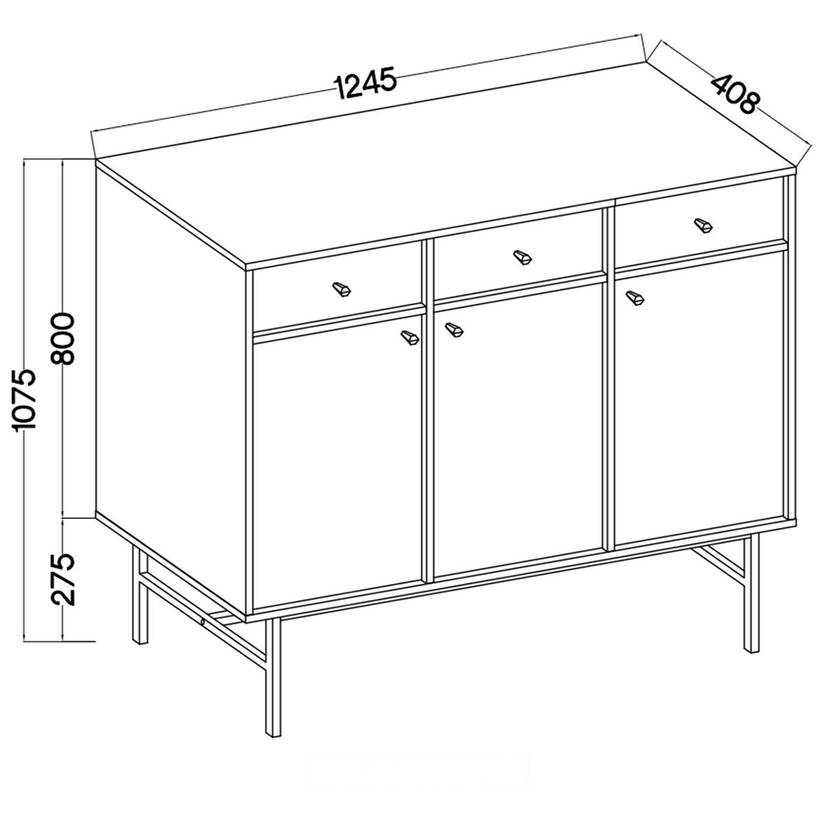 KOMMODE FLOREN, Creme/Gold - Creme, Holzwerkstoff/Metall (124.5/107.5/40.8cm) - KONSIMO®