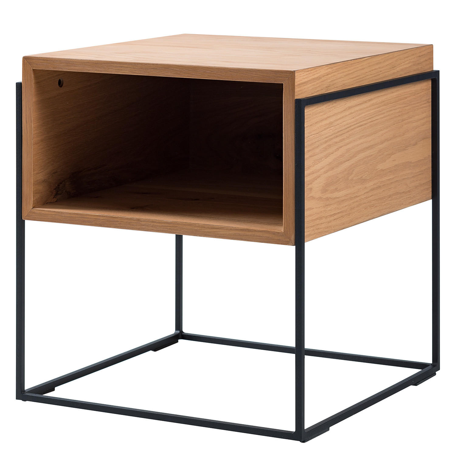 HOME24 Nachttisch Cubus - Braun, Holzwerkstoff/Metall (47/51/47cm) - home24