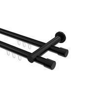 INNENLAUF-GARDINENSTANGEN-SET Platon Santo 280 cm (geteilt in 2 x 140 cm), 2-läufig, 20 mm Ø Schwarz - Schwarz, Metall (280cm) - INTERDECO