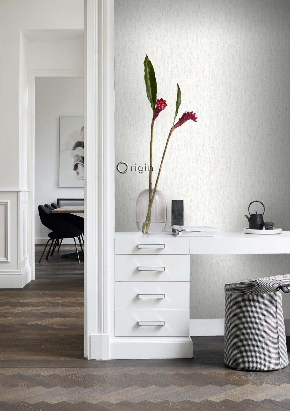 TAPETE Stein-Optik 53 cm x 10.05 m - Weiß, Papier (53/1000cm) - Origin Wallcoverings