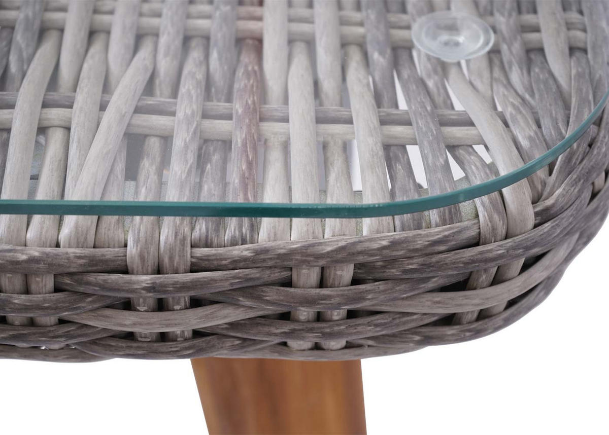 GARTENTISCH aus Poly-Rattan HxBxT 78x150x90cm Stahl + Akazie halbrundes Poly-Rattan Grau - Grau, Kunststoff (90/150/78cm) - PROREGAL