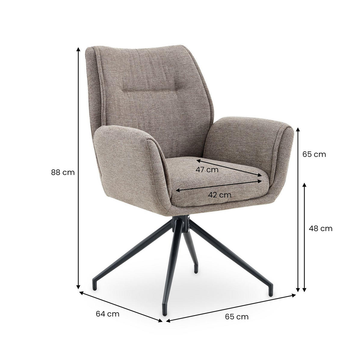 ESSZIMMERSTÜHLE LIRA 2er-Set beige - Beige, Textil (65/88/64cm) - IDIMEX