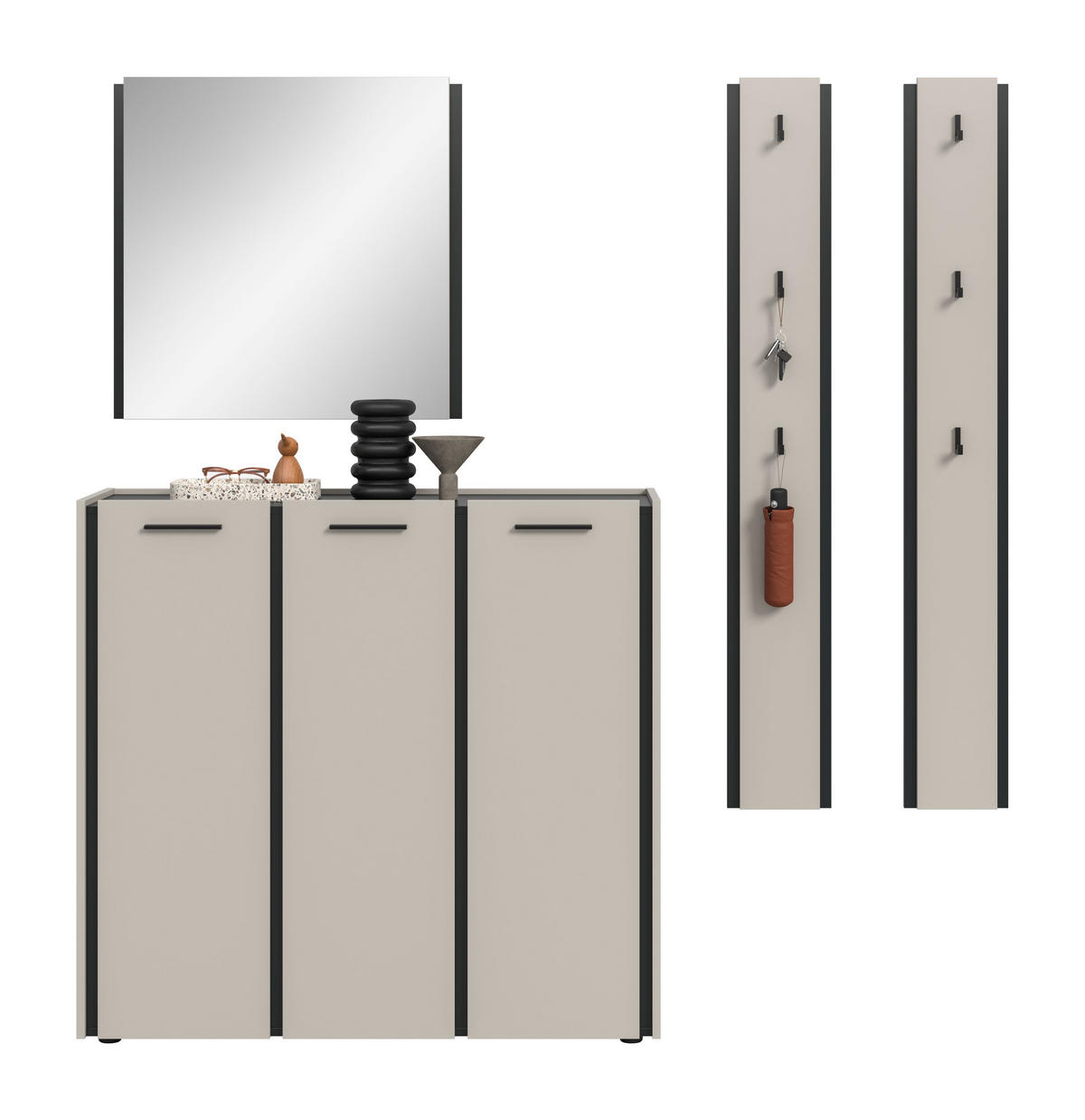 GARDEROBEN-SET Emil Kaschmir 180/37/190 cm - Beige, Holzwerkstoff (180/190/37cm) - Xonox