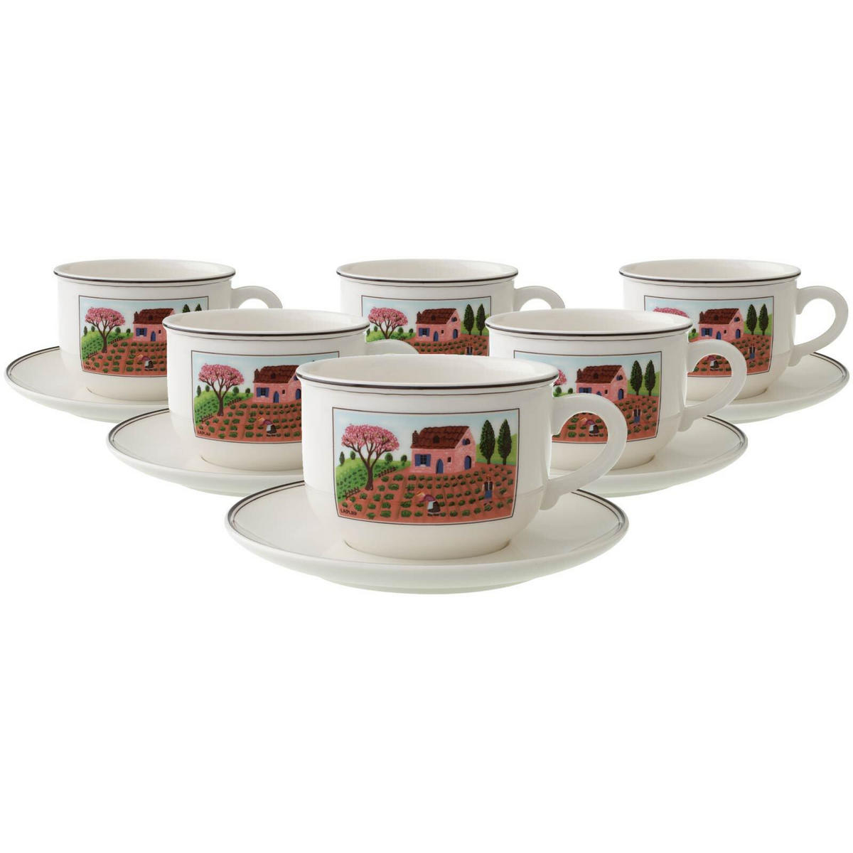 TEETASSEN MIT UNTERTASSEN Design Naif bunt 250 ml 6er Set - Multicolor, Keramik (0.25L) - Villeroy & Boch