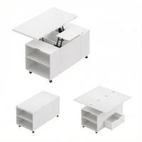 COUCHTISCH DE-37261 Lift-Top ausziehbar mit Rollen Weiß/Holz - Weiß, Holzwerkstoff (50.5/100/53cm) - ComfortXL