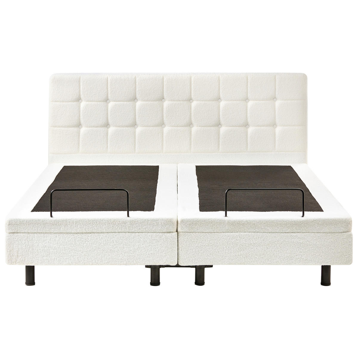 BETT verstellbar 180/200 cm Bouclé Cremeweiß Duke - Creme, Textil (180/200cm) - Beliani